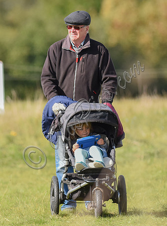 Mia Tindall in buggy with iPad