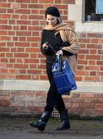 Kate Moss black turban hat and camel scarf