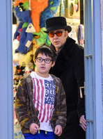 Nicolas Cage with his son Kal-El outside Little Imps