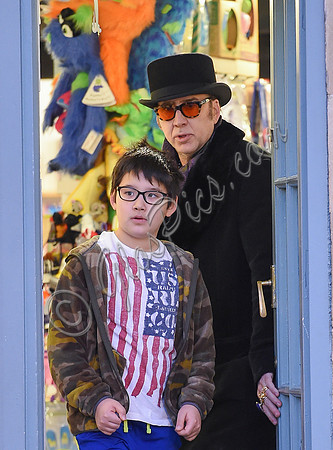 Nicolas Cage with his son Kal-El outside Little Imps