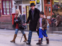 Nicolas Cage morphs Dickens and Willy Wonka shopping with Kal-El and housekeeper.