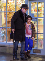 Nicolas Cage with his son Kal-El outside Little Imps