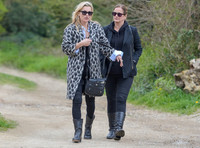 Kate Moss wearing Gucci mohair animal print overcoat with one other female