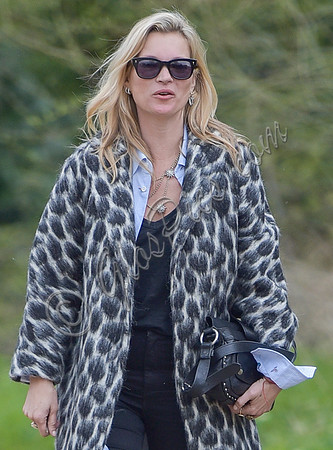 Kate Moss wearing Gucci mohair animal print overcoat