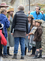 crowd of actors on nset