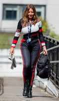 Carol Vorderman in figure hugging ski suit