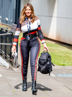 Carol Vorderman in figure hugging ski suit