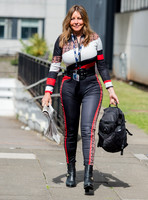 Carol Vorderman in figure hugging ski suit