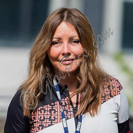 Carol Vorderman in figure hugging ski suit