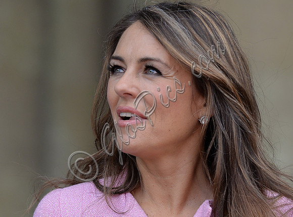 tight head shot of Elizabeth Hurley