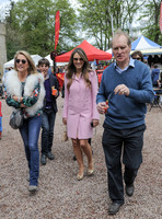 Georgia Daventry, Elizabeth Hurley and James Hervey-Bathurs walking towards camera, with Damien Hurley in background.