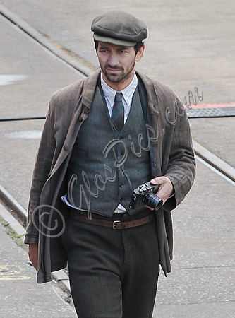 Actor Michiel Huisman on set of "Guernsey"