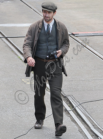 Actor Michiel Huisman on set of "Guernsey"