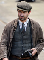 Actor Michiel Huisman on set of "Guernsey"