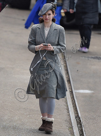 Lily James wearing 1940's