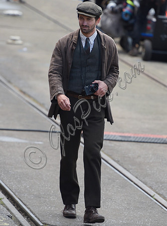 Actor Michiel Huisman on set of "Guernsey"