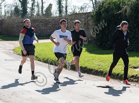 Finlay Munro Kemp, Rudy Law Rafferty Law, and Darren Strowger jogging
