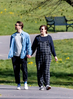 Pregnant Alexandra Roach in dungarees with husband Jack Scales
