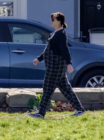 Pregnant Alexandra Roach in dungarees with husband Jack Scales