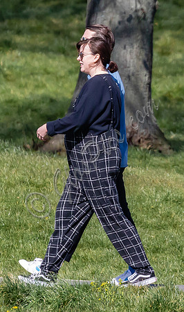 Pregnant Alexandra Roach in dungarees with husband Jack Scales