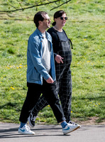 Pregnant Alexandra Roach in dungarees with husband Jack Scales