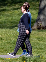 Pregnant Alexandra Roach in dungarees with husband Jack Scales
