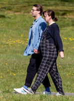 Pregnant Alexandra Roach in dungarees with husband Jack Scales