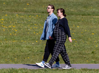Pregnant Alexandra Roach in dungarees with husband Jack Scales