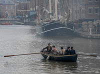 scenic shot of Gloucester Docks during the filming of Alice Through The Looking Glass