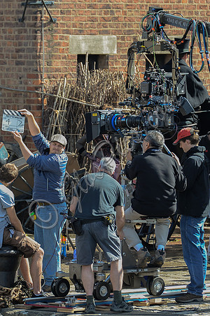 Mia Wasikowska  and Lindsay Duncan filming scenes for "Alice in Wonderland" at Gloucester Docks
