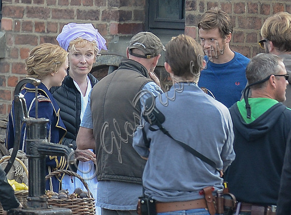 Mia Wasikowska  Ed Speleers and Lindsay Duncan filming scenes for "Alice in Wonderland" at Gloucester Docks