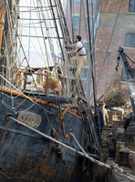 scenic shot of Gloucester Docks during the filming of Alice Through The Looking Glass