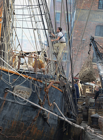 scenic shot of Gloucester Docks during the filming of Alice Through The Looking Glass