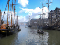 scenic shot of Gloucester Docks during the filming of Alice Through The Looking Glass