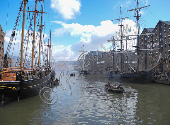 scenic shot of Gloucester Docks during the filming of Alice Through The Looking Glass