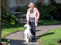 Sue Barker out with her dog