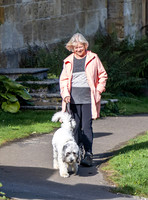 Sue Barker out with her dog