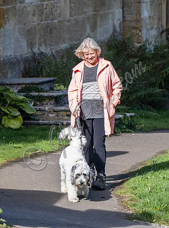 Sue Barker out with her dog