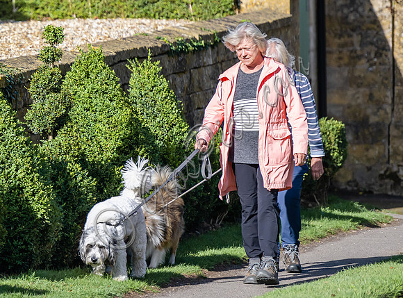 Sue Barker out with her dog