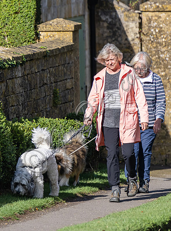 Sue Barker out with her dog