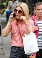 Jessica Rose Moor in pink top and black jeans