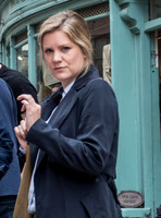 Olivia Poulet on set filming for "Back" in Stroud. alone