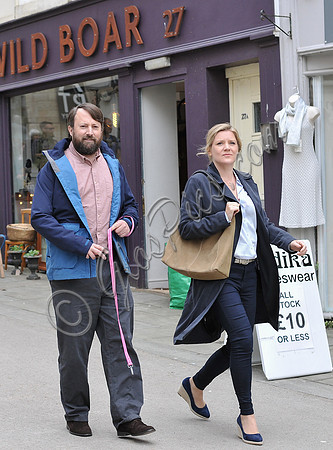 David Mitchell and Olivia Poulet on set filming for "Back" in Stroud