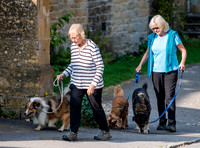 Former Tennis Star and TV Presenter Sue Barker walking  her dogs