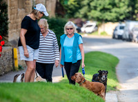 Former Tennis Star and TV Presenter Sue Barker walking  her dogs