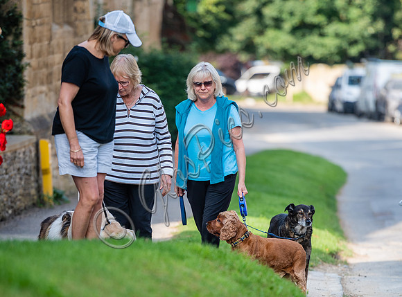 Former Tennis Star and TV Presenter Sue Barker walking  her dogs