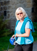 Former Tennis Star and TV Presenter Sue Barker walking  her dogs