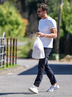 Jamie Dornan in white T shirt and Jeans