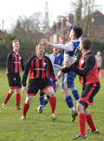 Stuart 'Psycho' Pearce and 2 others for Longford AFC v 2 Wotton Rovers players, one in air.