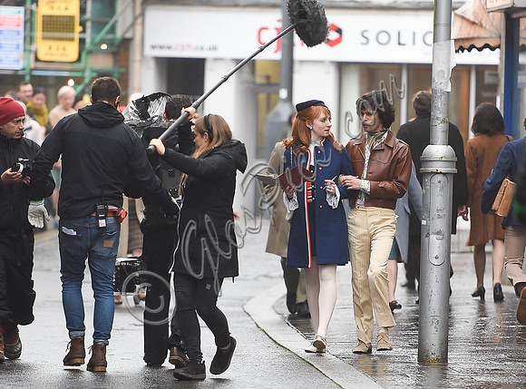 Ben Whishaw and Michelle Fox on set of "A Very English Scandal"